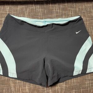Nike Women's Black and Light Blue Athletic Shorts